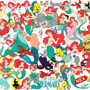 Mermaid Svg Bundle, Cartoon Princess Svg, Mermaid Birthday Svg, Under the Sea Mermaid Svg, Ocean Princess Svg, Undersea Kingdom Svg