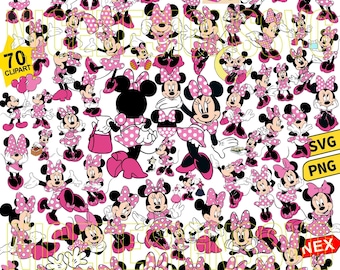 Bundle Pink Mouse Polka Dots Svg Png Bundle, Mouse Friends Svg, Bow Dots Pink, Mouse Polkadots Svg, Mouse Pink Birthday Svg ClassicMouse Svg