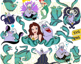 Pacote de personagens vilões SVG PNG, Flotsam & Jetsam SVG, Meu vilão favorito SVG, Relaxando como um vilão SVG, Vilões de Halloween SVG