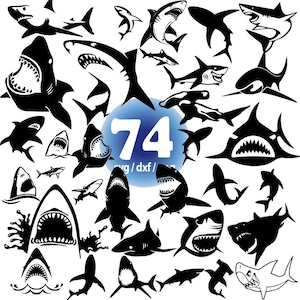 Shark Svg Bundle, Shark In The Ocean Svg, Shark Svg, Shark Silhouette Svg, Shark Face Svg, Shark Fish Svg, Cut Files for Cricut