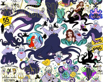 Pacchetto SVG PNG di Bad Girls Friends, Ursula Villain SVG, Il mio cattivo preferito SVG, Rilassati come un cattivo SVG, Cattivi di Halloween SVG