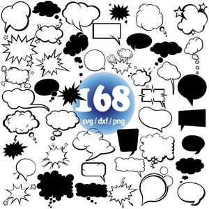 Comic Style Action Bubbles Svg, ComicCartoon Style Svg, Birthday Svg, Comic Balloon Bubble Art Svg, Comic Book Clipart, Cut Files For Cricut