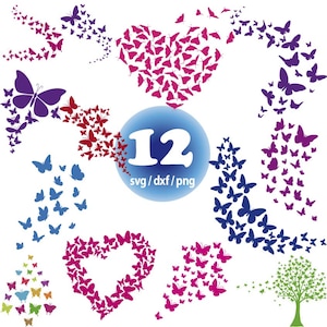 Flying Butterflies Svg Bundle, Butterfly Silhouette Svg, Butterfly Swarm Svg, Butterfly Svg, Butterflies Clipart, Cut Files For Cricut