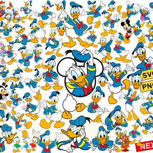 アヒルの Svg Png バンドル、アヒルのクリップアート、ハッピー アヒルの Svg、レトロなアヒルの Svg、マウスの親友 Svg、友達の分隊 Svg、マジカル キングダム Svg