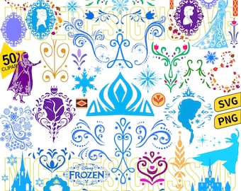 Winter Princess Decor Ornament Svg Png Bundle, Ice Queen Ornaments Svg, Magical Winter Design Svg, Happy Snow Friend Svg, Snowflakes Svg