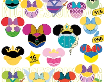 Princess Mouse Ears Svg Png Bundle, Magical Kingdom Princess Svg, Princess Samples Svg, Princess Shaped Mouse Svg, Princess Files for Cricut