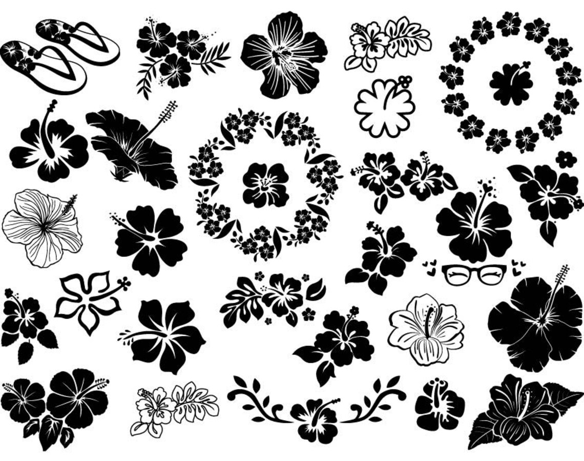 Hibiscus Svg Bundle, Flowers Svg Bundle, Flower Svg, Hawaiian Flower ...