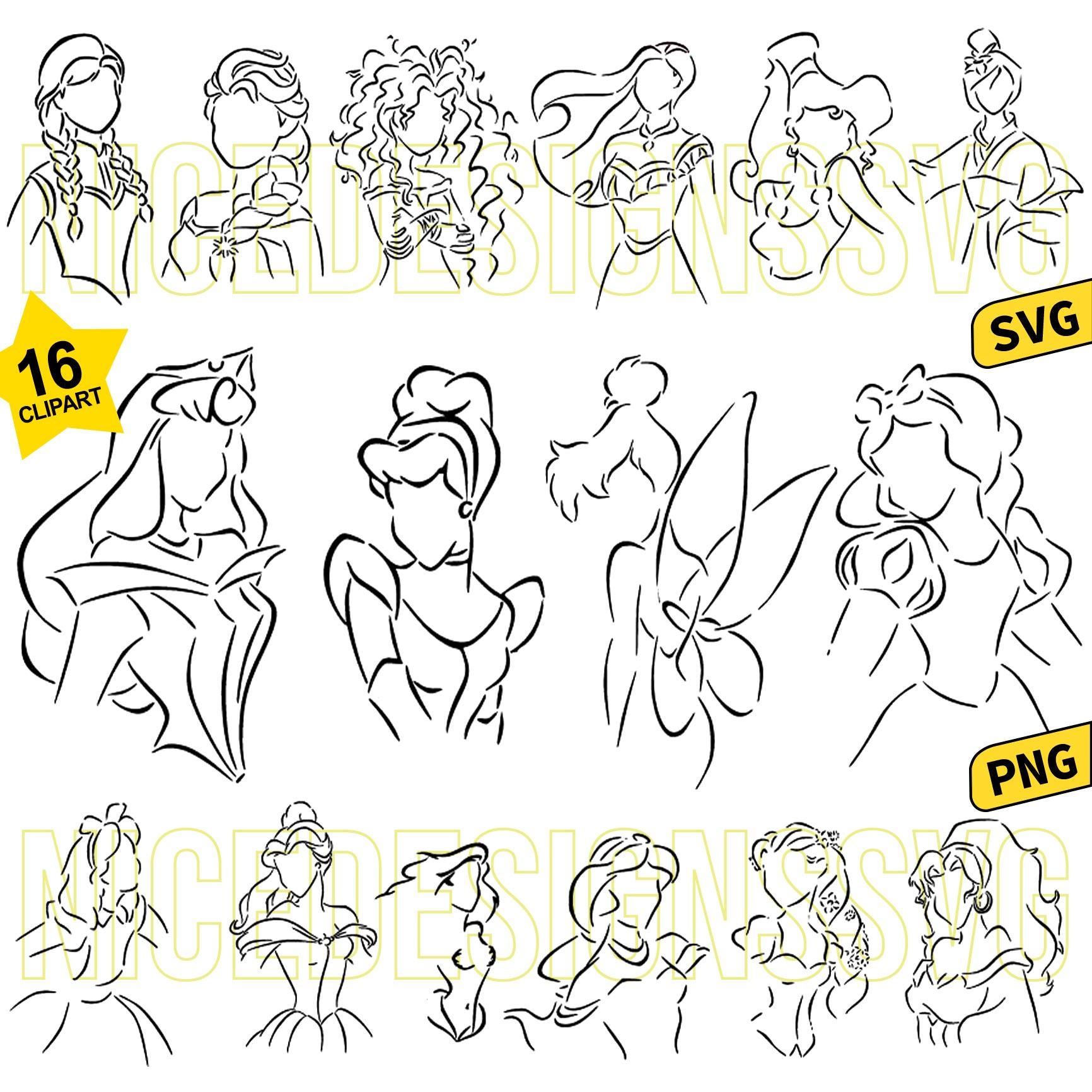 Arte de princess line - Etsy México, image size:1732x1732