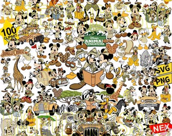 Bundle Safari Mouse And Friends Svg Png, Safari Cartoon Characters, Safari Family Vacation Svg, Let's Get Wild Svg, Leopard Mouse Svg