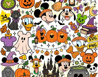 Spooky Mouse Halloween Svg Png Bundle, Pumpkin Castle Svg, Halloween Potion Cauldron Clipart, Trick Or Treat Cut Files or Sublimation