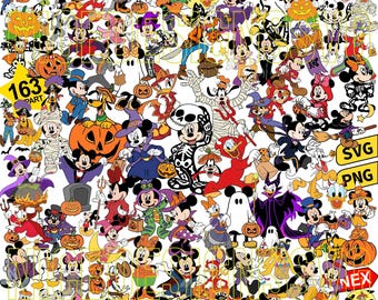 Bundle Mouse and Friends Halloween Svg Png, Cartoon Character Halloween Svg, Trick Or Treat Svg, Spooky Vibes Png, Mouse Halloween Cliparts