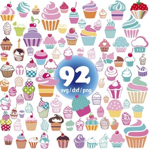 Cupcake SVG Bundle, Cupcake Svg, Muffin Svg, Birthday Cupcake Svg, Sweets Svg, Cupcake Silhouette Svg, Birthday Party, Cut Files For Cricut