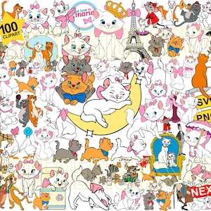 Elegant Feline Svg Png Bundle, Beloved Cat Characters Svg, Marie And Friends Svg, Classic Cat Svg, Cartoon Cat Svg, Magic Kingdom Svg