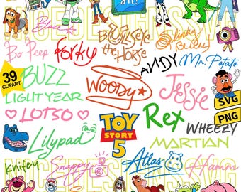 Toys Character Autographs Svg Png Bundle, Cowboy And Space Ranger Svg, Character Signature Svg Cut Files, Toy Theme Handwritten Fonts Craft