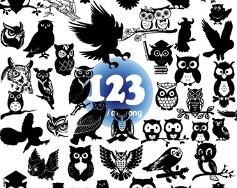 Owl Svg Bundle, Owl Svg, Owl Clipart, Owl Silhouette Svg, Owl Face Svg, Birds Svg, Owl Head Svg, Cut Files for Cricut