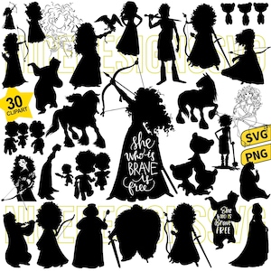 Modig Svg Png Clipart Bundle, Hon som är modig gratis Svg, Prinsessa Clipart Set för Cricut och sublimering, Födelsedagsflicka Svg