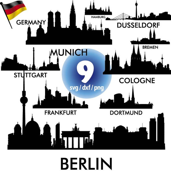 Germany Svg, Cologne Svg, Berlin Svg, Munich Svg, Frankfurt Svg, Dusseldorf Svg, Bremen Svg, Stuttgart Svg, Hamburg, Cut Files For Cricut