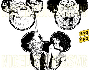 Villains Svg Png Clipart, Mouse Bad Girls Svg, Bad Witches Svg, Villains Silhouette Svg, Villains Squad Svg, Spooky Vibes Svg, Baddies Svg