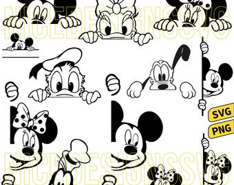 Mouse Peeking Svg Png Bundle, Mouse And Friends Peeking Svg, Family Vacation Svg, Magical Kingdom Svg, Mouse Peekaboo Svg, Birthday Trip Svg