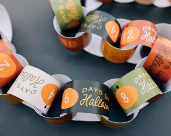 Halloween Countdown Chain | Printable Halloween Advent Paper Chain | DIY Halloween Decoration | Digital Download
