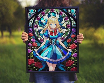 Alice Wonderland Puzzle, Jigsaw Puzzle, 252/500/1000 Piece, Stained Glass Puzzle, Artistic Puzzle, Puzzle for Adults, Relaxation Activity