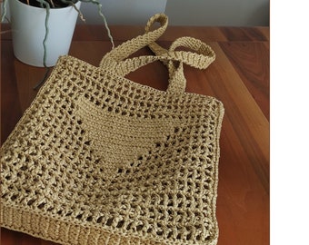 Sac en raphia au crochet, sac motif crochet, sac pour femme, sac fourre-tout en raphia, sac design, sac de plage, cadeau pour elle, sac shopping, sac fourre-tout