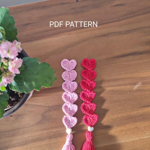 Wzór na zakładkę do książki w kształcie serca w formacie PDF, zakładka do książki w kształcie serca na szydełku, zakładka do książki amigurumi, natychmiastowe pobranie