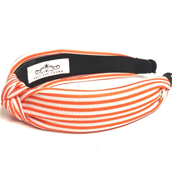 Orange Stripe Knotted Headband/Knotted Headbands/Summer Headbands/Headbands Women/Orange Accessories/Fall Knot Headbands/Spring Fling