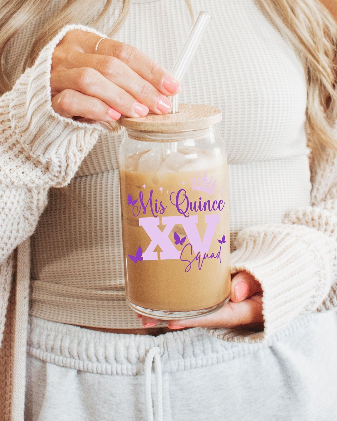 Quince Squad Favor Glass Iced Coffee Cup 16oz Cute Quince Glass Cup