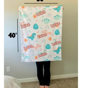 SANDJEST Personalized Baby Blanket Woodland Theme Animal Custom Name Baby Boy Fleece Throw Blanket Customized Gift For Baby New Mom Newborn Shower