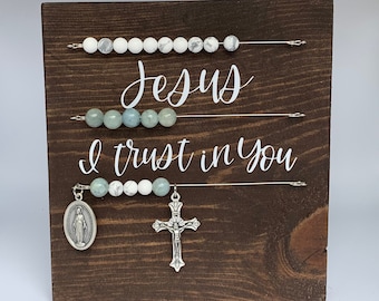 Catholic Rosary Prayer Board for New Home and Newlyweds Rosary Gift Rustic Kitchen Rosary Abacus Wall Rosary Housewarming Gift for Mom