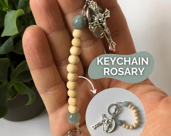 Keychain Rosary One Decade Pocket Rosary On the Go Finger Rosary Catholic Gift for Mom Rosary Key Chain Gift for Dad Rosary Gifts Catholic