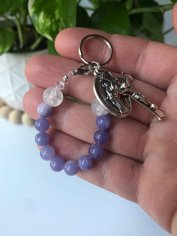 Keychain Rosary One Decade Pocket Rosary On the Go Finger Rosary Catholic Gift for Mom Rosary Key Chain Gift for Dad Rosary Gifts Catholic