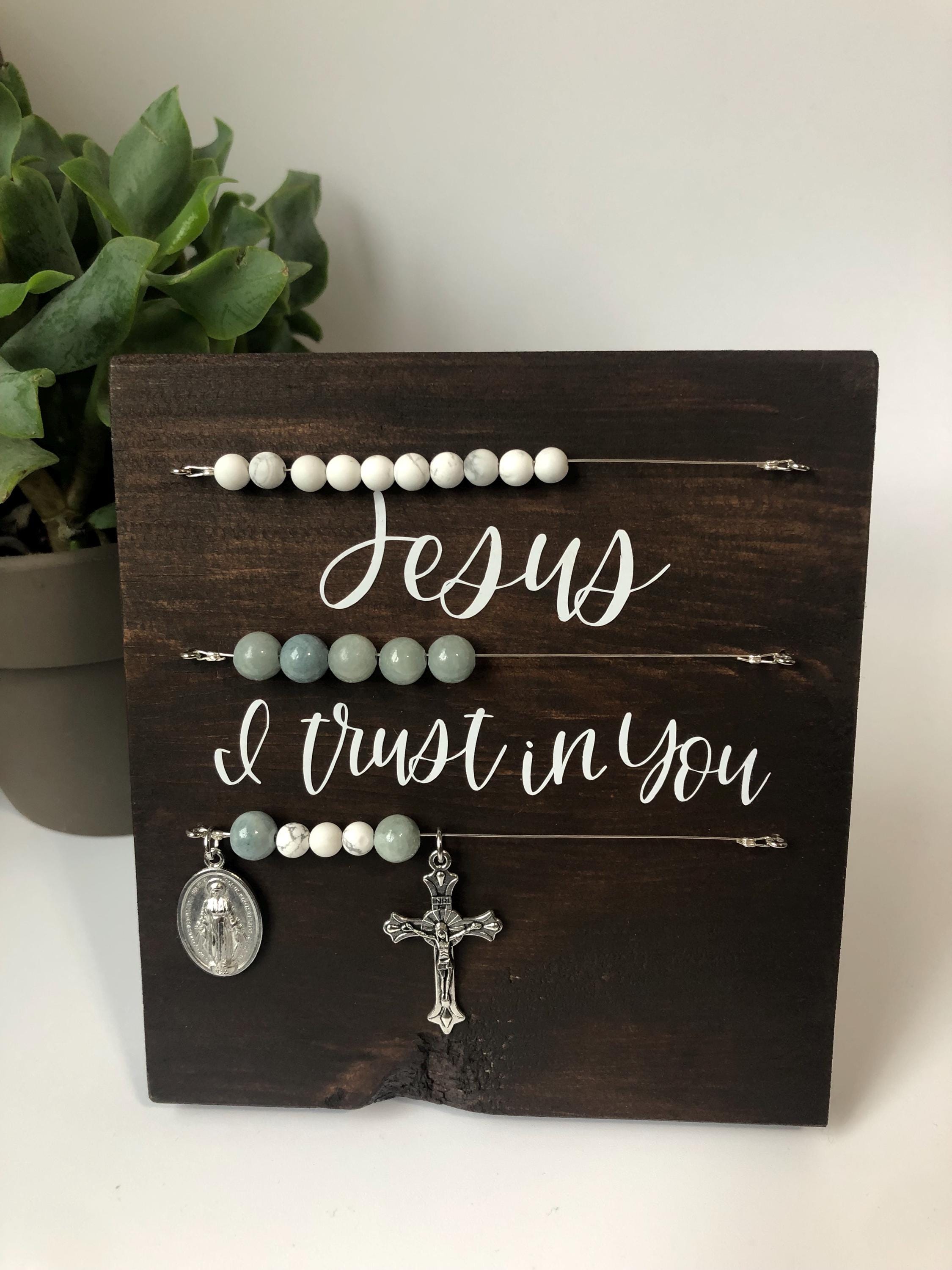 Catholic Rosary Prayer Board for New Home and Newlyweds Rosary Gift Rustic Kitchen Rosary Abacus Wall Rosary Housewarming Gift for Mom