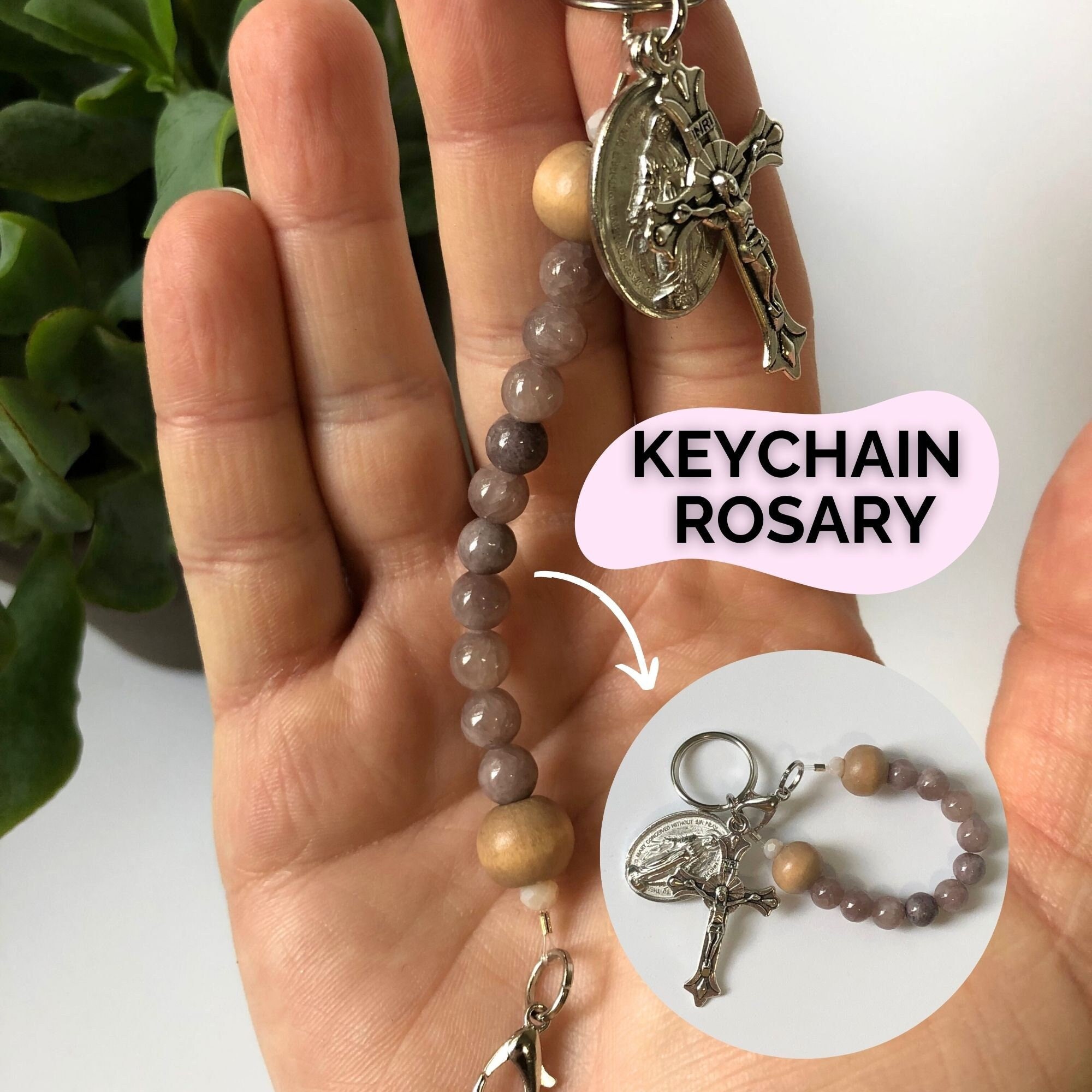 One Decade Keychain Rosary Mothers Day Gift for Busy Mom Finger Rosary Gift Keychain Prayer Catholic Gift for Busy Parent Rosary Decade Keys