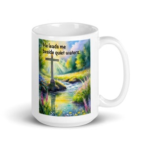 Psalm 23 coffee mug, Inspirational gift, Mug for daily serenity, pastel wildflowers, Perfect faith-based gift