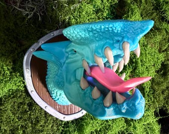 Tide Leviathan Dragon Head Bust – Blue Sea Beast Wall Art, D&D Decor Sculpture