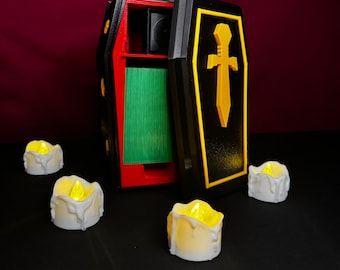MTG Deck Box -Vampire Coffin with Puzzle Lock | 120 Card Storage | Gothic Commander Box