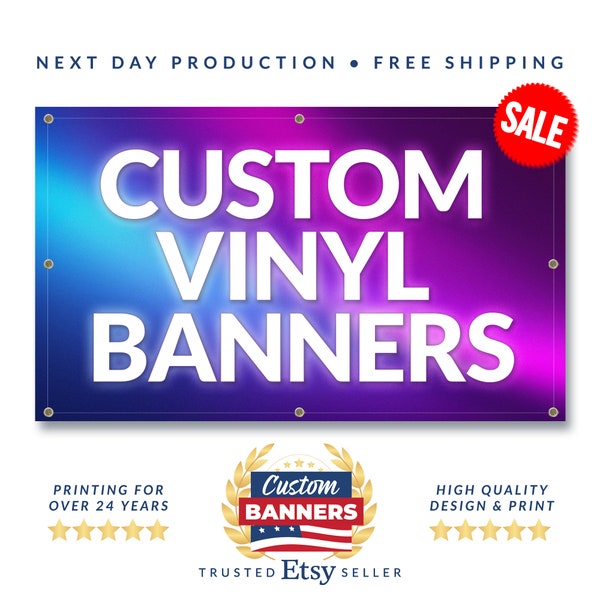 Custom Vinyl Banners - FREE Next Day UPS Shipping