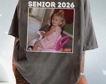 Senior 2026 Shirt, benutzerdefiniertes Senior 2026 Vintage Photo Shirt, Klasse von 2026, Abschluss-T-Shirt, High School Senior Shirt, kundenspezifisches Shirt mit Bild