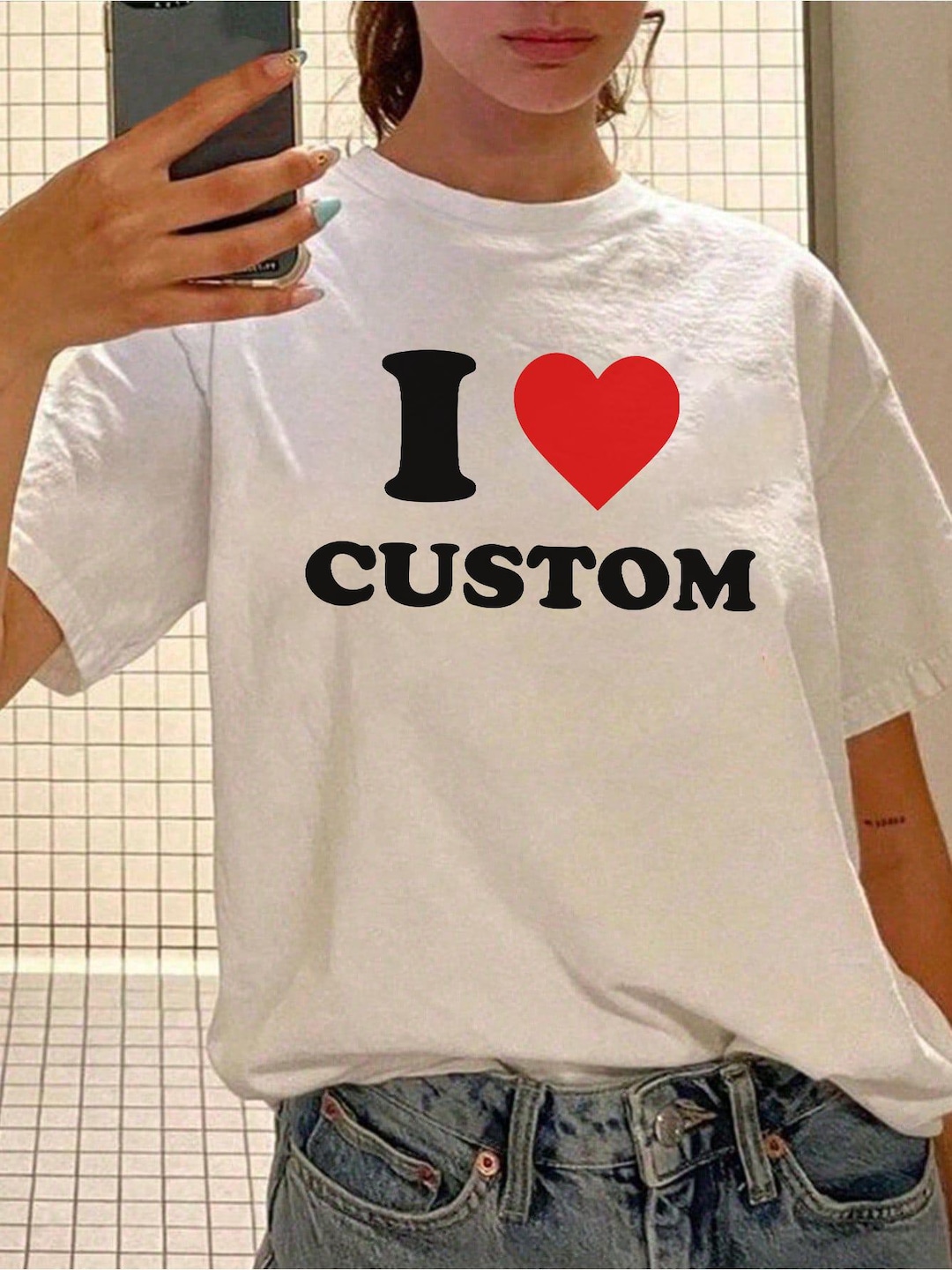 I Love Custom Shirt I Heart Custom Shirt Valentine's Day Customizable Unisex Shirt Persona