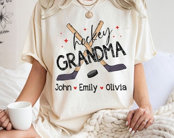 Custom Names Hockey Grandma Shirt -grandma shirt - cute gift for hockey grandma - sports grandma - Hockey player - hockey mom