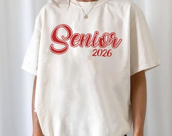 Camiseta de colores cómodos para estudiantes de último año de 2026, camiseta de último año de la generación de 2026, camiseta de graduación de secundaria, camiseta de regreso a clases para estudiantes de último año, camiseta vintage para estudiantes de último año