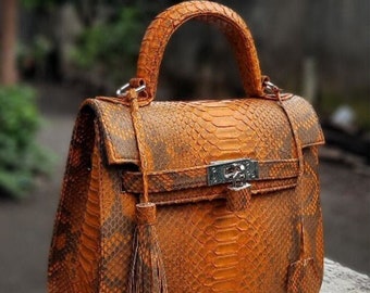Python Leather Handbag for Women Exotic Snakeskin Handmade Bag Available in Small, Medium, and Large