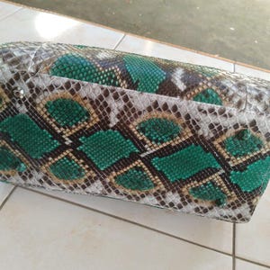 Genuine Python Leather Bag, Green Snakeskin Handbag, Handmade Bali Exotic Tote, Crossbody Snake Purse, Luxury Top Handle Satchel Women Gift