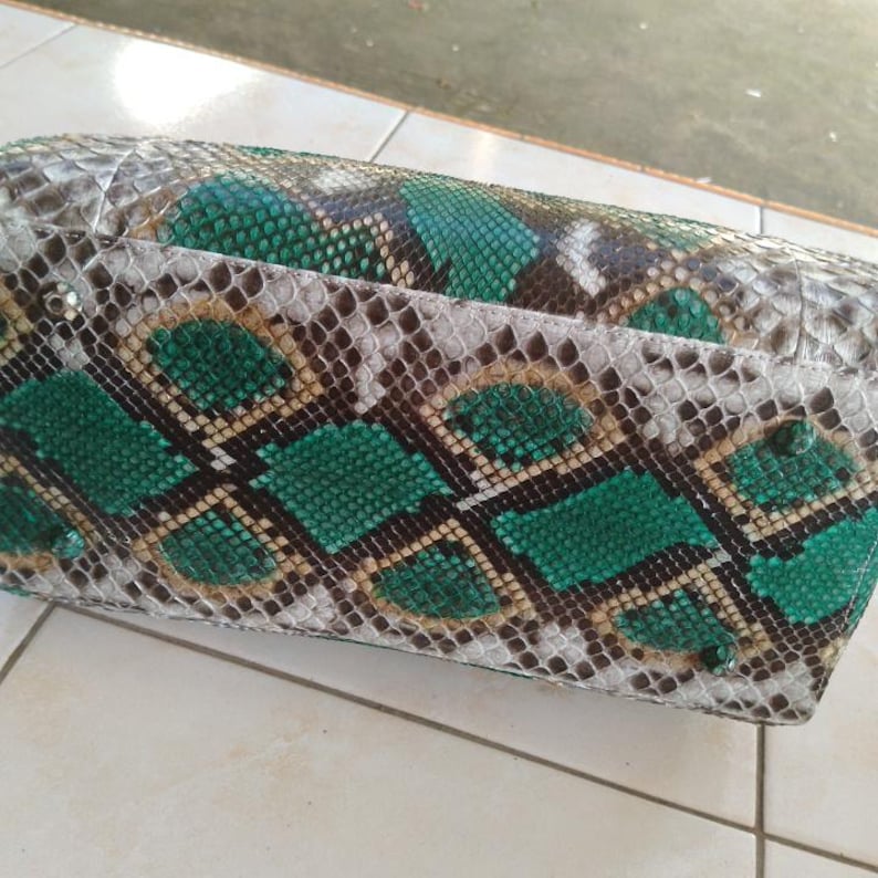Genuine Python Leather Bag, Green Snakeskin Handbag, Handmade Bali Exotic Tote, Crossbody Snake Purse, Luxury Top Handle Satchel Women Gift