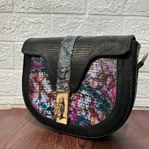 Genuine Lizard Leather Crossbody Bag: Handmade Exotic Clutch