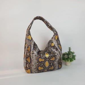 Python Leather Snakeskin Shoulder Bag – Large 35cm Boho Chic Real Exotic Elegant Handbag for Women