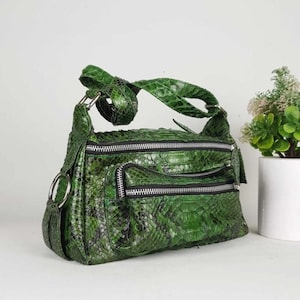 Genuine Python Snakeskin Handbag: Unisex Shoulder Crossbody Bag