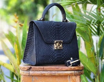 Genuine Python Leather Tote Bag: Unisex Crossbody Handbag